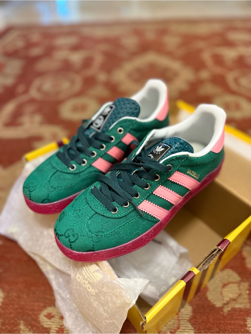 Adidas Gazelle Green and Pink Women's Sneakers